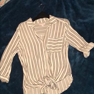 Vixbe Calle Tie Front Striped Blouse